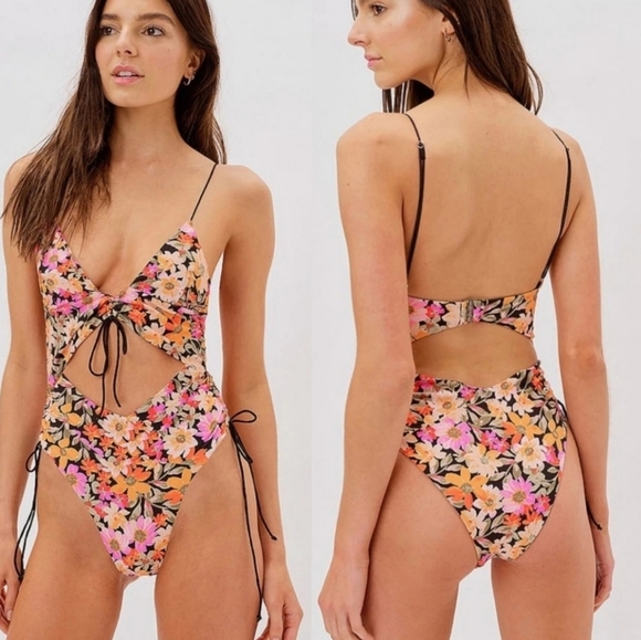 New!For Love And Lemons Vienna Cutout  One Piece Swimsuit - Picture 1 of 12